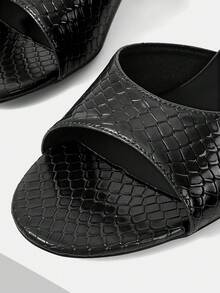 Mnmlis Women's Fashion Daily Wear Slip-On High Heel Sandals - Black - View 7