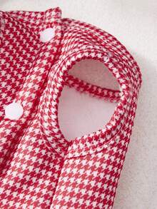 PETSIN 宠物秋冬格子外套，可爱兔耳朵配天鹅绒背心泰迪熊吊带衫，小型犬幼犬服装 - 彩色 - 查看 5