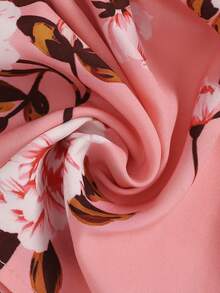 SHEIN PETITE Petite Women's Floral Print Shirred Chest Casual Versatile Tank Top, Spring/Summer - Pink - View 3