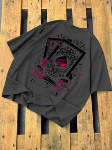 Manfinity LEGND Men's Casual Card Print Short Sleeve T-Shirt, Summer