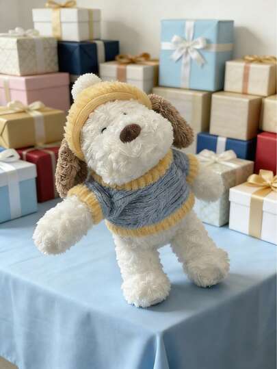 POKOJA LAND 狗狗造型毛绒玩具，穿着衣服的毛绒狗狗，非常适合抱在怀里玩耍，也可作装饰枕头，是绝佳的陪伴玩具，也是送给孩子、朋友和家人的生日和节日礼物的理想之选。