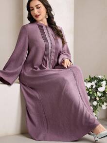 Al Najma Plus Size Women's Elegant Arabic Style Dress - Dusty Purple - View 8