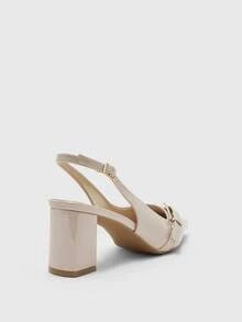 CUCCOO BIZCHIC New Pointed Toe Chunky Heel Pumps For Women, Bowknot Color Block Rivets Closed Toe Fashion High Heels Spring Shoes Spring Break Easter For Christmas Spring Shoes - Light apricot - View 9