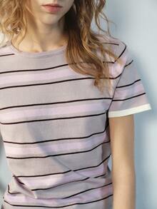 Maija Crew Neck Raglan Short Sleeve Striped Casual Loose Knit Sweater, Summer - Multicolor - View 4