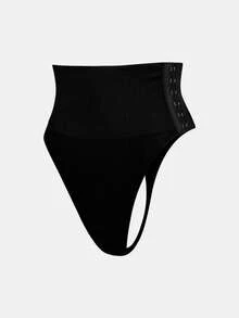 SHAPORA 1pc Women Seamless High Waist Shapewear Shorts, Body Shaping Side Buckle Design - Black - View 3