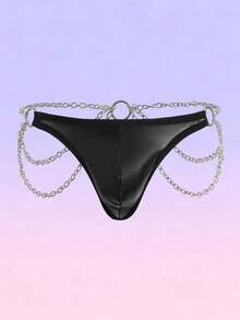 FeverCity Men's Sexy Black Chain Thong - Black - View 1