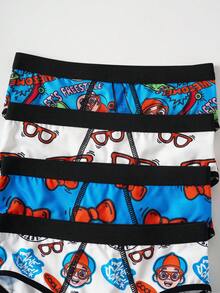 Blippi X SHEIN 男童全印花舒适三角裤 - 藍白色 - 查看 4