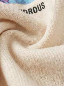 Mulvari Plus Letter Graphic Drop Shoulder Sweatshirt - Apricot - View 8