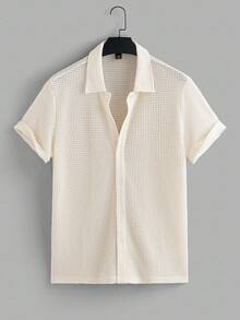 VIVINTIMO Men's Waffle Texture Short Sleeve Button-Front Casual Shirt Set, Summer - Multicolor - View 7