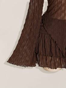 SHEIN ICON Áo khoác mùa đông dài tay lông nhân tạo họa tiết ánh kim trơn màu cho nữ - Bạc - Xem 7