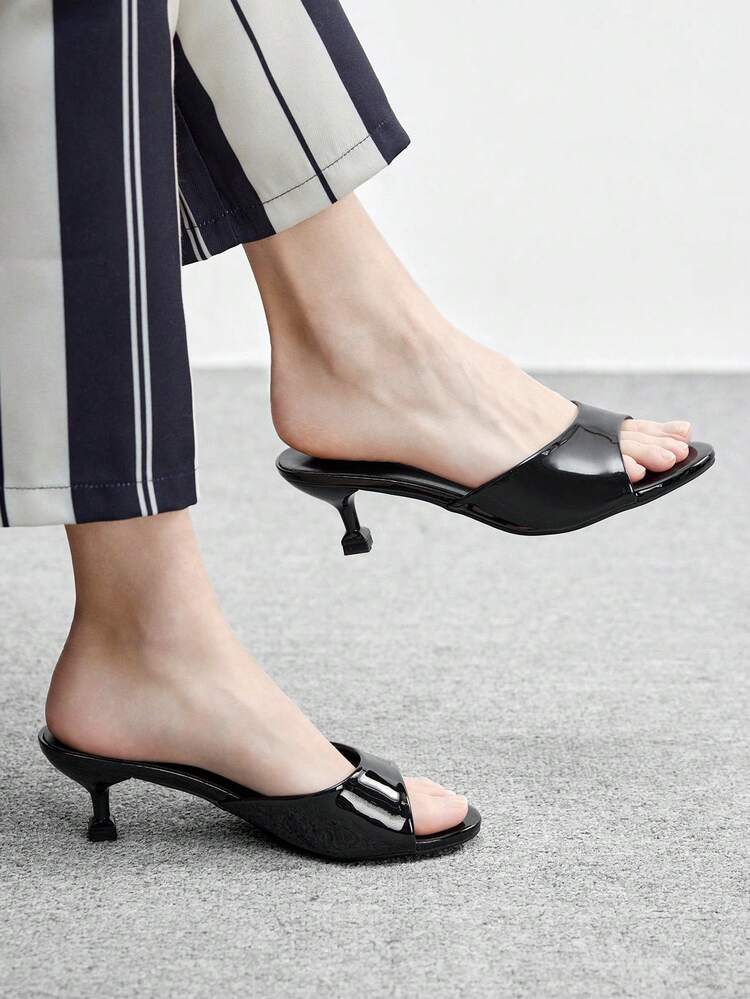 CUCCOO BIZCHIC Metallic PU Leather Low Block Gold Heel Square Toe Sandals, Comfortable For Commute, Date, Party, Shopping And More Occasions For Christmas Spring Shoes