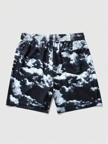 ROMWE MEN Street Life Spring/Summer Casual Graphic Men'S Letter Print Drawstring Waist Pockets Casual Shorts - Black - View 2