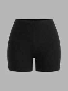 SHEIN EZwear 2件套 女士休闲针织紧身短裤，夏季弹力短裤，女士弹力短裤 - 彩色 - 查看 4