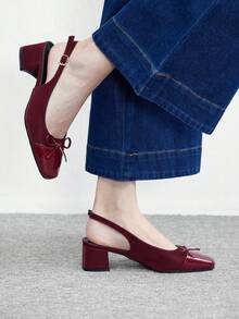 CUCCOO BIZCHIC Women's Classic Black Heel Strap Flat Shoes, Fashion For Christmas Valentine's Day Spring Shoes - Bockendi Red - View 5