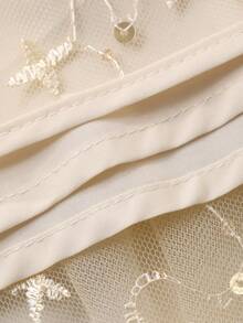 DAZY Young Girl Round Neck Sequin Mesh Ruffle Trim Cute Elegant Party Dress - Apricot - View 8