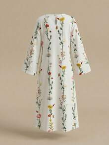 Tween Girls Casual Minimalist Ditsy Floral Dress, Suitable For Autumn/Winter - Multicolor - View 3