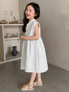 DAZY Girls Sleeveless Dress, Young Girl Fall Clothes - White - View 4