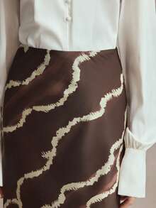 BizChic Chân váy đuôi cá màu nâu cà phê in họa tiết lượn sóng với khóa kéo ẩn, đa năng cho mùa xuân/hè, phù hợp cho lễ Phục sinh, ngày Thánh Patrick, đi làm, mặc hàng ngày, phong cách thường ngày, lãng mạn retro thập niên 90, dự tiệc, đi biển, lễ tốt nghiệp, kỳ nghỉ, khách dự đám cưới, phù dâu, chủ nhà. - màu nâu - Xem 7