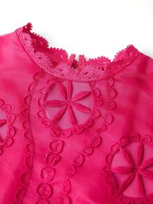 Ellevyn Elegant Lace A-Line Dress, Flattering For All Body Types,Valentine Day Dress,Red Dresses Classy Elegant - Hot Pink - View 4