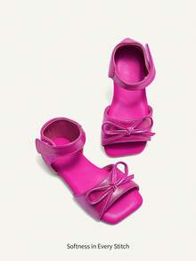 Cozy Pixies A Pair Of Children's Symphony Summer Bow Sweet Sandals, Suitable For Daily Wear, With Skirts, Weddings, Weekend Outings, Party Parties, Rose Red Fashion Princess Style Baby Sandals - Hot Pink - View 1