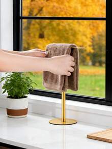 Toallero dorado, toallero en forma de T para baño, toallero de cocina, que hace que el almacenamiento de toallas sea talla grande simple y conveniente - Dorado - Ver 2