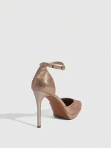 CUCCOO SZL Women Shoes Women's Pointed Thin High Heel Height Water Table Champagne Rhinestone Women's High Heel Shoes Ankle Strap Hollow Shoes Wedding Party Banquet Nightclub Stylish Gorgeous Simple High Heel Women's Shoes Valentine's Day - Champagne - View 8