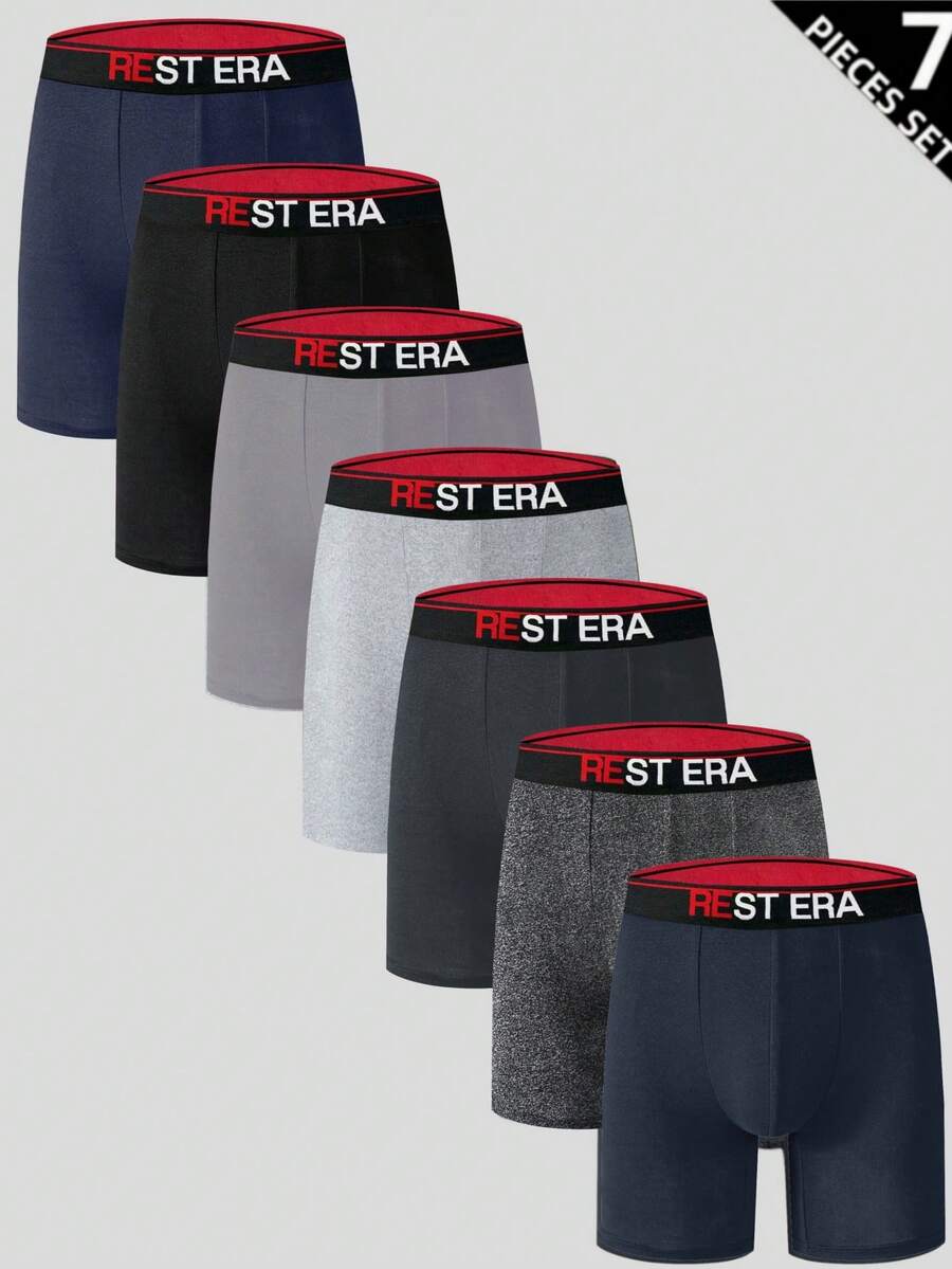 7条装男士字母印花平角内裤 - 彩色 - 查看 1