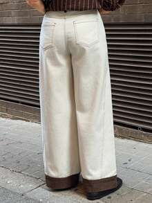 Vivie Lora Women's Color Block Straight Leg Jeans - White - View 4
