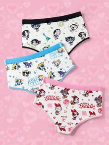 THE POWERPUFF GIRLS X SHEIN Women's Cute Cartoon Print Comfortable Panties - White - View 2