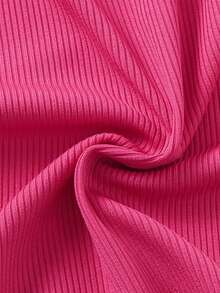 2件套 女童度假风 3D立体花卉刺绣镂空修身露脐背心，白色和洋红色 - 黑色 - 查看 8