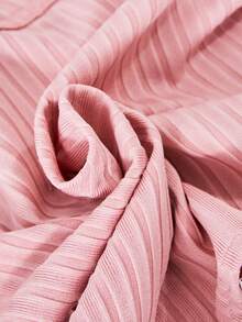 Sparklyn Striped Patchwork Ribbed Casual Shirt And Pants Set, For Teens - Pink - View 6
