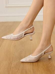 CUCCOO HITCHD Giày cao gót mũi nhọn có khóa cài dành cho nữ, kiểu dáng thời trang, đa năng cho mang hàng ngày. - Màu be - Xem 1