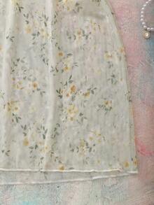 Romantic Ditsy Floral Mesh Comfortable Women Nightgown - Pink - View 5