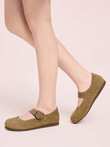 CUCCOO DOLLMOD 女士休闲百搭通勤简约平底鞋 - 卡其色 - 查看 3