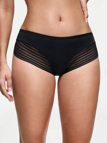 SHAPORA 1件装女士极简线条设计黑色内裤 - 黑色 - 查看 1