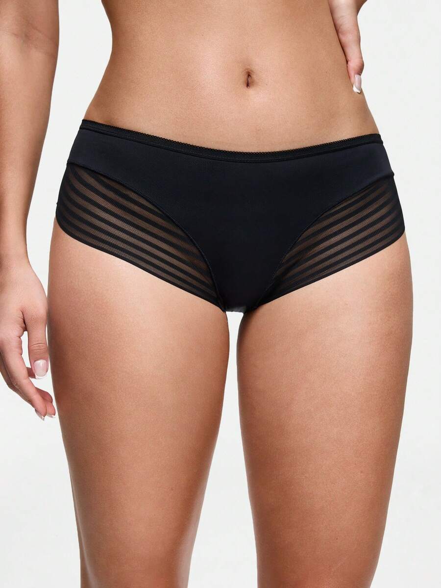 SHAPORA 1件装女士极简线条设计黑色内裤 - 黑色 - 查看 1