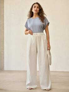 MOTF PREMIUM WOMEN'S PLUS LINEN PANTS - CASUAL & FASHIONABLE,  LINEN FABRIC, SKIN-FRIENDLY & COMFORTABLE - White - View 3