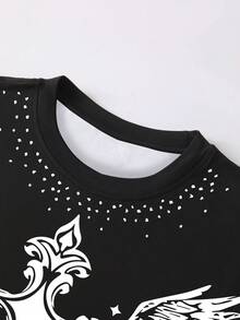 Manfinity Dauomo Men's Casual Fashion Street Wing & Cross Print Round Neck Short Sleeve T-Shirt, Summer - Multicolor - View 3