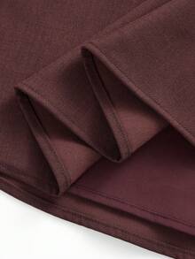 ZEYLAH 优雅 X 形 V 领上衣和喇叭形中长裙两件套 - 酒紅色 - 查看 5