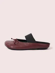 CUCCOO DOLLMOD Women's Burgundy Flat Bow Slip-On Mules, Elastic Strap Mary Jane, Sweet & Cute, Versatile For Campus Style Valentine's Day - Burgundy - View 7