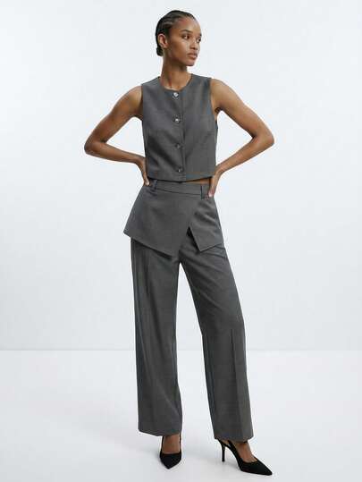 Maija Enfärgad väst och byxkostym för kvinnor