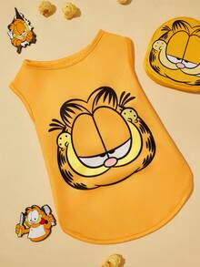 GARFIELD | SHEIN 1pc Cute Cartoon Cat Print Pet Tank Top, Extra Small, Plus Size,For Cats, Dogs, - Orange - View 2