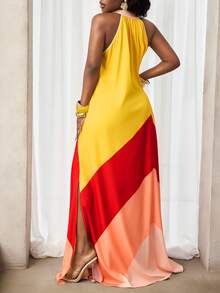 BamGleam 女士露背撞色休闲度假约会连衣裙 - 彩色 - 查看 2