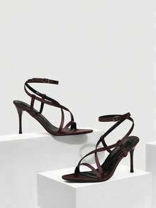 CUCCOO SZL Women's Pointed Toe Buckle Design Fashion High Heel Sandals For Daily Wear Summer - Coffee Brown - View 2