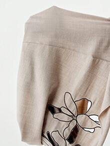 Aalyst Women's Spring/Summer Casual Elegant Linen-Look Sleeveless Belted Dress With Embroidery, Suitable For Outings, Dates, New Year, Valentine's Day, Easter, Mother's Day, Middle Eastern Weddings, Commuting, Romantic Vacations, Khaki With Pockets - Khaki - View 8