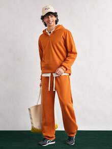 Open Phase 2件套男士秋冬休闲运动连帽套装 INS风，日常搭配，男友/老公礼物 - 橘色 - 查看 4