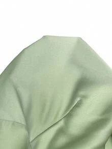 Aloruh 女士优雅通勤休闲金属装饰纯绿色衬衫 - 綠色 - 查看 8