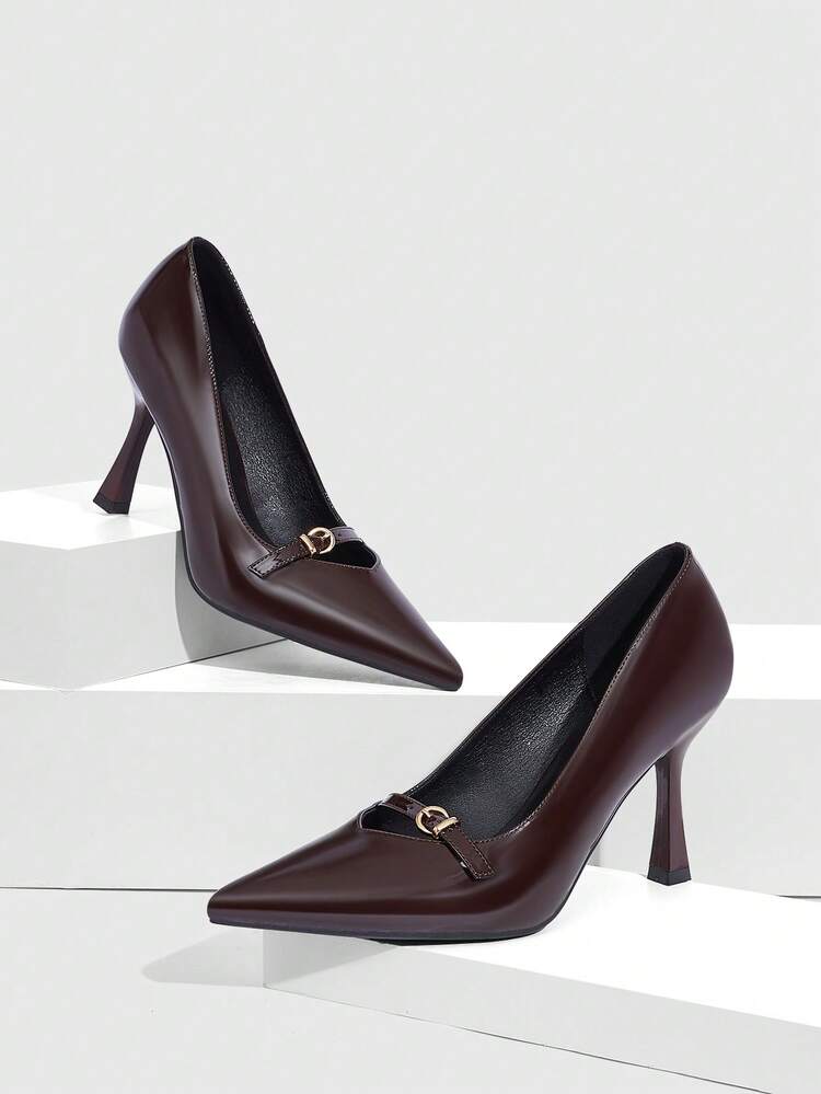 CUCCOO SZL Women Shoes Pointed Stiletto Brown Pointed Toe Women's High Heel Shoes Simple Fashion Sexy Party Banquet Women's High Heels