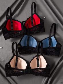 DesireSculpt 3pcs Sexy Lace Patchwork Women's Lingerie Set - Multicolor - View 2