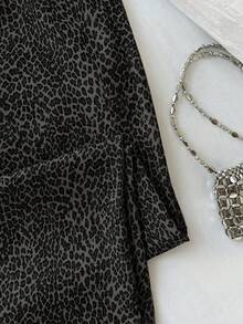 Elamini 新款复古时尚细款豹纹黑色阔腿裤，抽绳松紧腰显瘦直筒裤，休闲百搭，返校季必备